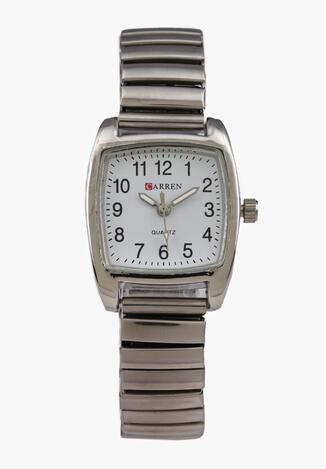 Srebrny Wskazówkowy Zegarek z Kwadratową Kopertą na Metalowej Bransolecie Larirene