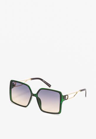 Zielone Okulary Przeciwsłoneczne z Kwadratowymi Oprawkami Zafra