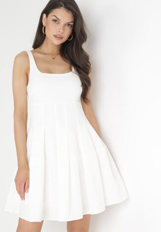 Biała Sukienka Mini na Ramiączkach Azrani