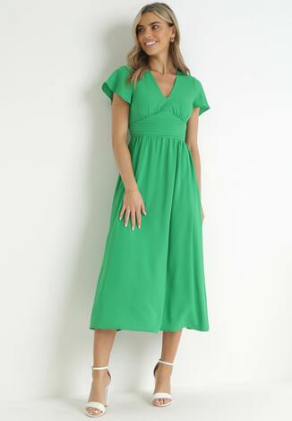 Zielona Taliowana Sukienka Maxi z Wycięciem Philomile