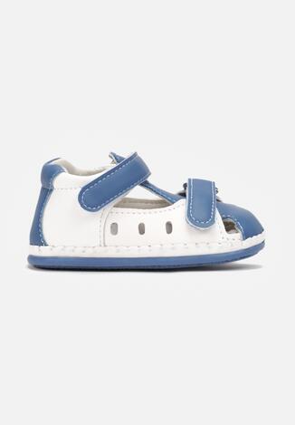 Niebieskie Sandały z Rzepami i Skórzaną Wkładką Evells