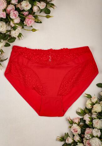 Czerwone Majtki Figi z Koronkowymi Wstawkami Mitsu