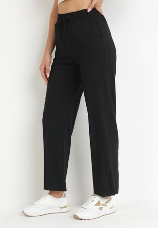 Czarne Szerokie Spodnie Bawełniane Igna