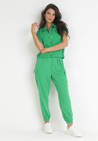 Zielony Komplet 2-częściowy z Bluzką i Spodniami Arene