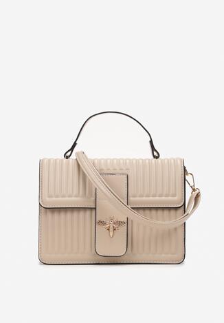 Beżowa Torebka z Rączką i Metalową Ozdobą Owada Limee