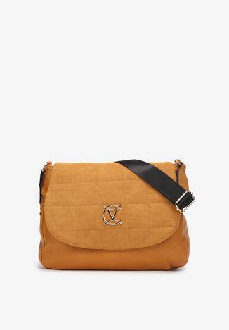 Jasnobrązowa Torebka z Pikowaną Klapką i Regulowanym Paskiem Irovi