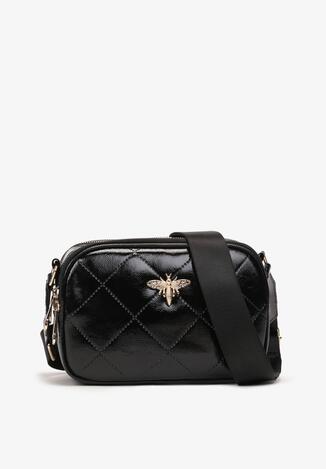 Czarna Mała Torebka na Ramię z Dwiema Komorami i Regulowanym Paskiem Teafe