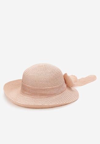 Różowy Pleciony Kapelusz z Kokardką Esmena
