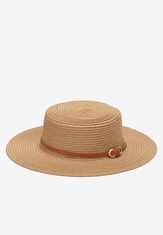 Beżowy Kapelusz Pleciony z Paskiem Ivelia