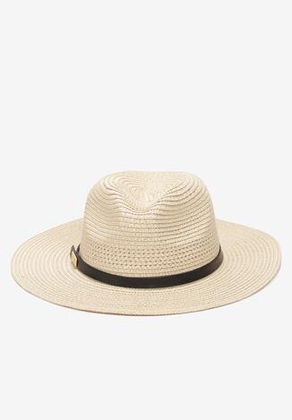 Beżowy Kapelusz z Szerokim Rondem i Paskiem Sonloa