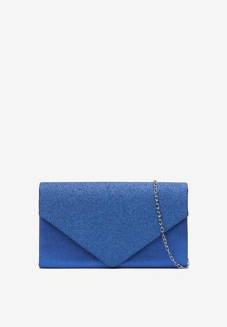 Niebieska Błyszcząca Torebka Kopertówka z Odpinanym Łańcuszkiem Cogdel