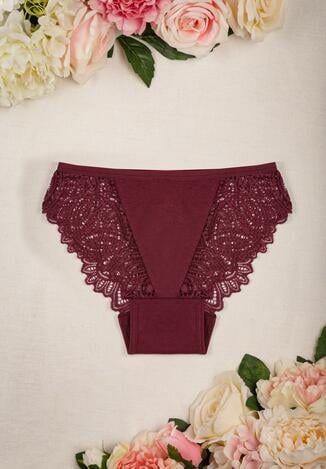 Bordowe Koronkowe Majtki Figi Daryn