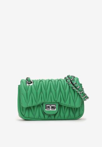 Zielona Pikowana Torebka z Przeszyciami i Metalowym Łańcuszkiem Sallaury