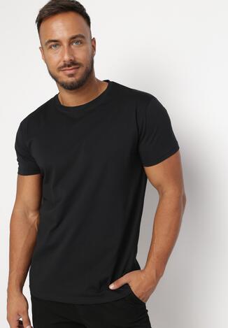 Czarna Klasyczna Koszulka z Bawełny o Gładkiej Fakturze Femkitte