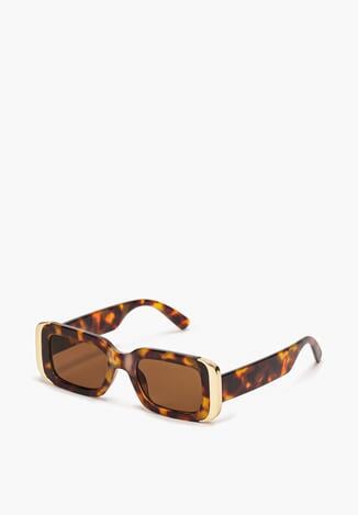 Brązowe Okulary z Grubymi Oprawkami w Retro Stylu Isonitte