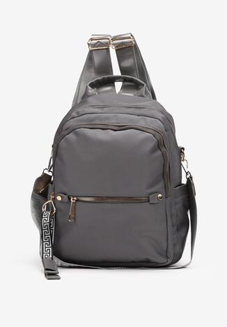 Szary Plecak z Tkaniny na Szelkach Zapinany na Suwaki Elenekka