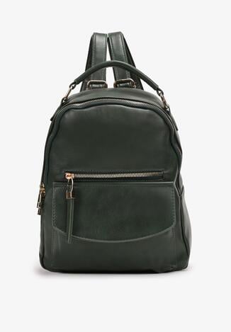 Ciemnozielony Mały Plecak w Stylu Casual z Dodatkową Kieszonką Roselle