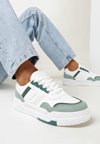 Biało-Zielone Sneakersy na Platformie Faelindra