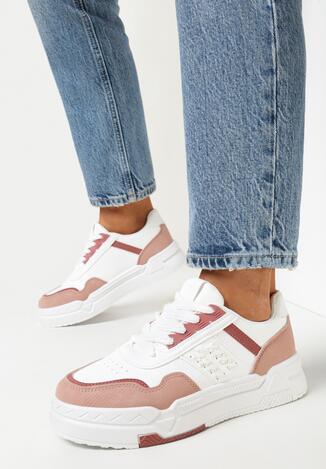 Biało-Różowe Sneakersy na Platformie Faelindra