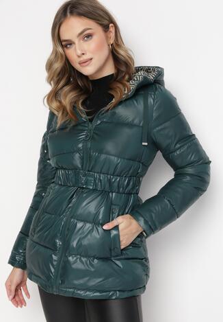 Zielona Dwustronna Kurtka Pikowana z Paskiem Marivate