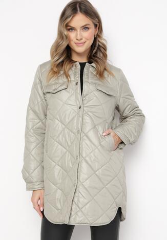 Ciemnobeżowa Pikowana Kurtka na Napy Elwarfi