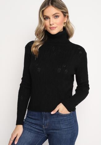 Czarny Golf Wełniany Mansara