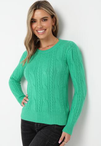 Zielony Sweter w Warkoczykowy Splot Asmani
