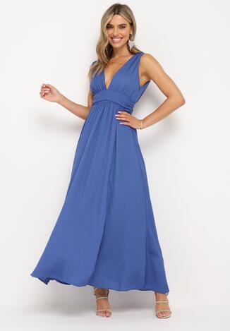 Niebieska Rozkloszowana Sukienka na Ramiączkach Seraphineme