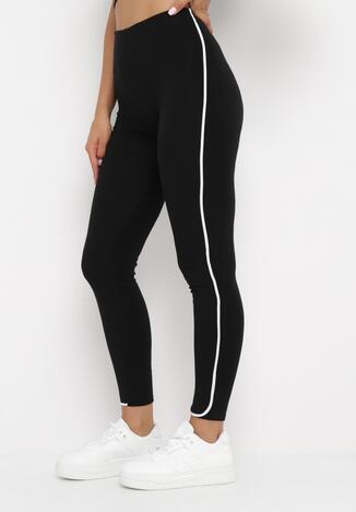 Czarne Legginsy z Lampasami Enavi