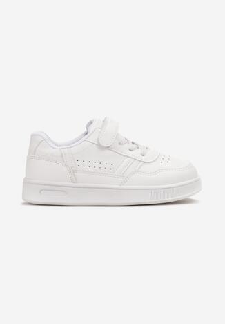 Białe Sznurowane Buty Sportowe typu Sneakersy Zapinane na Rzep Navimes