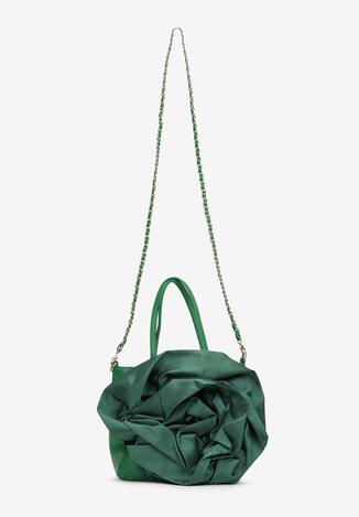 Zielona Torebka na Biżuteryjnym Pasku z Aplikacją 3D w Kształcie Kwiatka Nestta