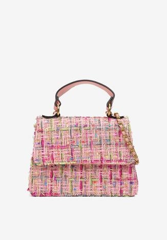 Fuksjowa Torebka Trapezowa z Tweedowego Materiału ze Złotą Nitką Urilla