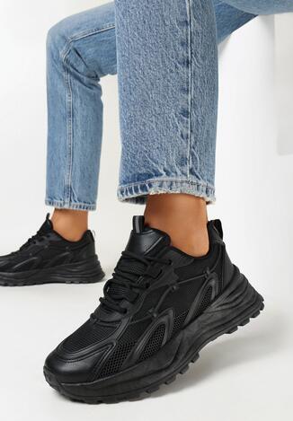 Czarne Sneakersy na Grubej Podeszwie Evioll