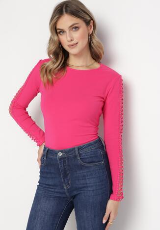 Fuksjowa Bluzka z Wycięciami na Rękawach Luigi