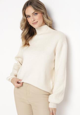 Beżowy Golf z Luźnym Rękawem Melonietta