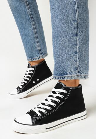 Czarne Trampki za Kostkę Alfavia