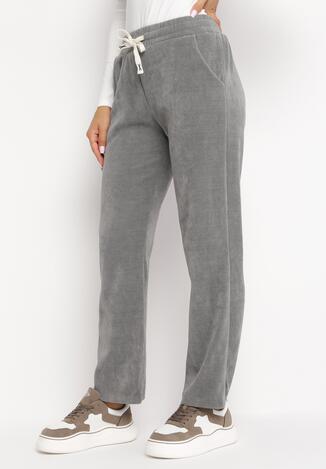 Szare spodnie materiałowe damskie z wysokim stanem - eleganckie