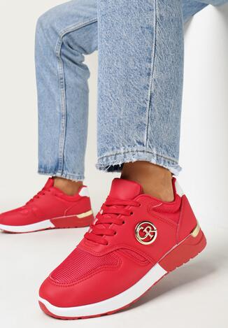 Czerwone Sneakersy z Metalicznymi Wstawkami Essme