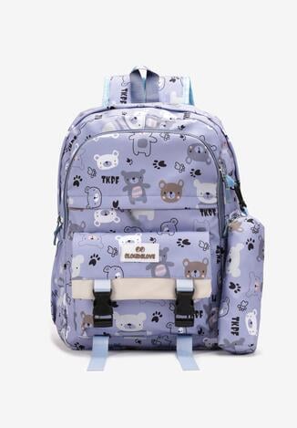 Jasnoniebieski Szkolny Plecak z Piórnikiem w Misie Taufa