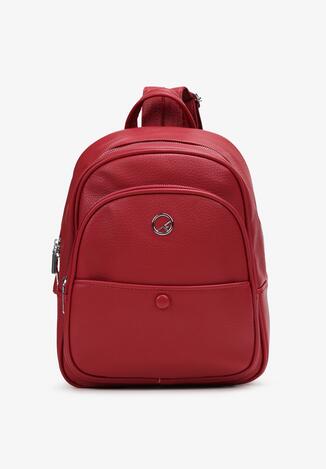 Czerwony Plecak Miejski z Delikatną Metaliczną Naszywką Aidedla