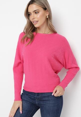 Fuksjowy Sweter z Wełną i Kaszmirem z Rękawami Typu Nietoperz Eines