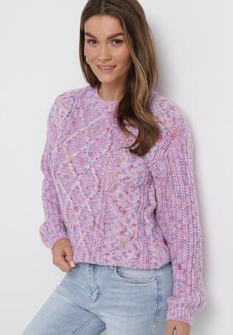 Fioletowy Sweter z Ozdobną Kolorową Nicią Gabriani