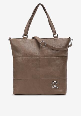 Ciemnobeżowa Duża Torebka Shopper z Szerokim Pikowaniem Pamelanes