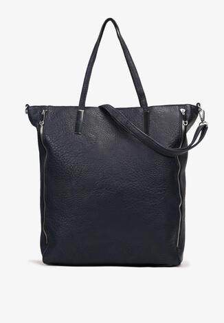 Granatowa Torebka Shopperka z Ozdobnymi Suwakami Hilaritta