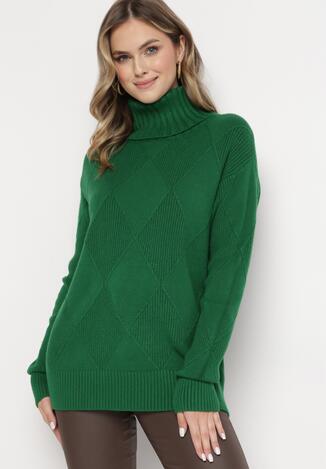 Zielony Klasyczny Golf z Długimi Rękawami i Ściągaczami Giabina