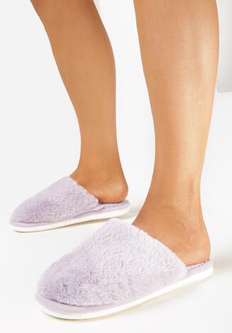 Fioletowe Kapcie z Futerkiem Slavelma