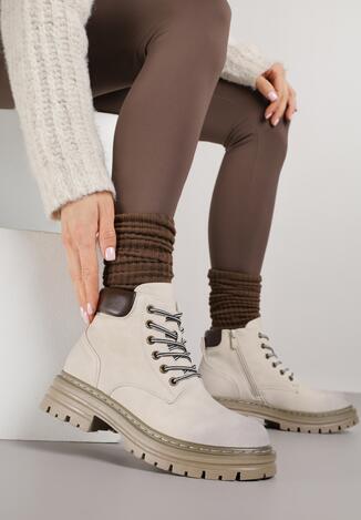 Beżowe Traperki z Lekkim Ociepleniem Malak