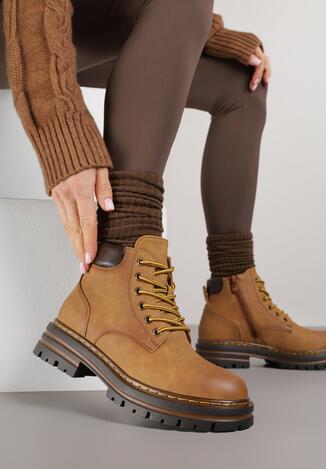 Brązowe Traperki z Lekkim Ociepleniem Malak