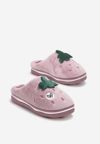 Fioletowe Kapcie z Futerkiem typu Truskawka Alicces