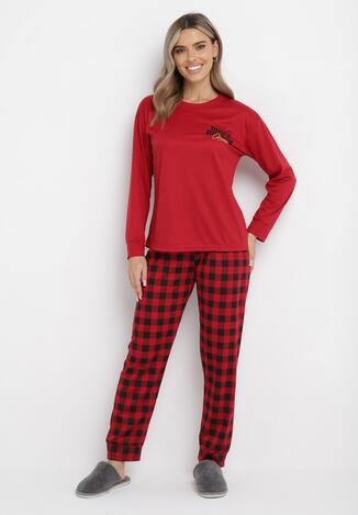 Czerwony 2-częściowy Komplet Piżamowy z Koszulką i Spodniami Linnes